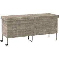 vidaXL Gartentruhe mit Rollen Hellgrau 160x55x75 cm Poly Rattan