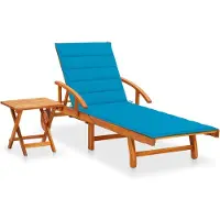 vidaXL Sonnenliege mit Tisch und Auflage Akazie Massivholz