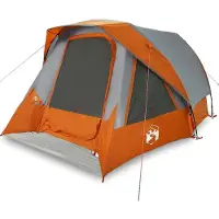vidaXL Campingzelt 4 Personen Grau und Orange Wasserdicht