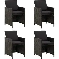 vidaXL Gartenstühle mit Kissen 4 Stk. Poly Rattan Schwarz