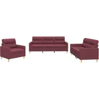 vidaXL 3-tlg. Sofagarnitur mit Kissen Weinrot Stoff