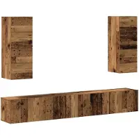 vidaXL 4-tlg. TV-Schrank-Set Wandmontage Altholz-Optik Holzwerkstoff