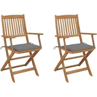 vidaXL Klappbare Gartenstühle 2 Stk. mit Kissen Massivholz Akazie
