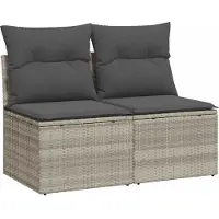 vidaXL 2-tlg. Garten-Sofagarnitur mit Kissen Hellgrau Poly Rattan