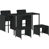 vidaXL 5-tlg. Garten-Essgruppe mit Kissen Schwarz Poly Rattan