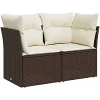 vidaXL Gartensofa mit Kissen 2-Sitzer Braun Poly Rattan