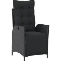 vidaXL Gartensessel mit Fußteil Verstellbar Schwarz Poly Rattan