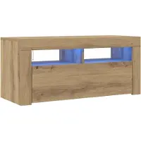 vidaXL TV-Schrank mit LED-Leuchten Artisan-Eiche 90x35x40 cm