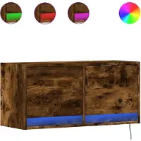 vidaXL TV-Wandschrank mit LED-Beleuchtung Räuchereiche 80x31x38 cm