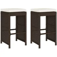 vidaXL Garten-Barhocker mit Kissen 2 Stk. Braun Poly Rattan