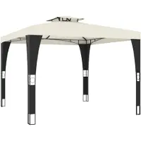 vidaXL Pavillon mit Doppeldach Creme 2,98x2,98 m Stahl