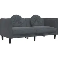 vidaXL Sofa mit Kissen 2-Sitzer Dunkelgrau Samt