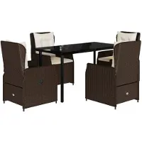 vidaXL 5-tlg. Garten-Essgruppe mit Kissen Braun Poly Rattan