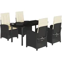 vidaXL 5-tlg. Garten-Essgruppe mit Kissen Schwarz Poly Rattan