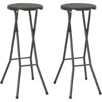 vidaXL Klappbare Barhocker 2 Stk. HDPE und Stahl Braun Rattanoptik