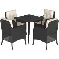 vidaXL 5-tlg. Garten-Essgruppe mit Kissen Schwarz Poly Rattan