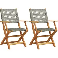 vidaXL Gartenstühle 2 Stk. Grau Massivholz Akazie und Poly Rattan