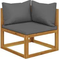 vidaXL Modular-Ecksofa mit Dunkelgrauen Kissen Akazie Massivholz