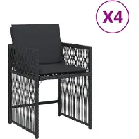 vidaXL Gartenstühle mit Kissen 4 Stk. Schwarz Poly Rattan