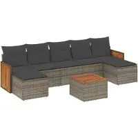 vidaXL 8-tlg. Garten-Sofagarnitur mit Kissen Grau Poly Rattan