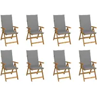 vidaXL Klappstühle mit Kissen, 8-teilig, aus massivem Akazienholz