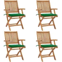 vidaXL Klappstühle mit Kissen, 4-teilig, Massivholz Teakholz