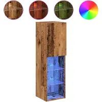vidaXL TV-Schrank mit LED-Leuchten Altholz-Optik 30,5x30x102 cm