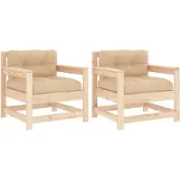 vidaXL Gartenstühle mit Kissen 2 Stk. Massivholz Kiefer