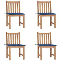 vidaXL Gartenstühle 4 Stk. mit Kissen Massivholz Teak