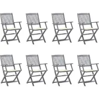 vidaXL Klappbare Gartenstühle 8 Stk. mit Kissen Massivholz Akazie