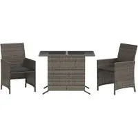 vidaXL 3-tlg. Bistro-Set mit Kissen Grau Poly Rattan