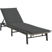 vidaXL Sonnenliege mit Auflage Hellgrau Poly Rattan