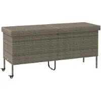 vidaXL Gartentruhe mit Rollen Grau 160x55x75 cm Poly Rattan