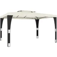 vidaXL Pavillon mit Doppeldach Creme 3,98x2,98 m Stahl