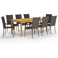 vidaXL 9-tlg. Garten-Essgruppe Braun
