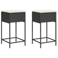 vidaXL Garten-Barhocker mit Kissen 2 Stk. Schwarz Poly Rattan