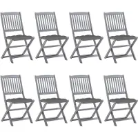 vidaXL Klappbare Gartenstühle 8 Stk. mit Kissen Massivholz Akazie