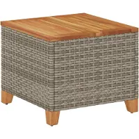 vidaXL Gartentisch Grau 45x45x37 cm Poly Rattan Akazienholz