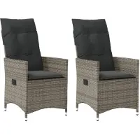 vidaXL Gartensessel mit Kissen 2 Stk. Verstellbar Grau Poly Rattan