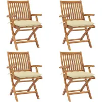 vidaXL Klappstühle mit Kissen, 4-teilig, Massivholz Teakholz