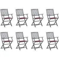 vidaXL Klappbare Gartenstühle 8 Stk. mit Kissen Massivholz Akazie