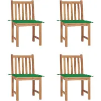 vidaXL Gartenstühle 4 Stk. mit Kissen Massivholz Teak