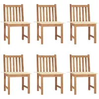 vidaXL Gartenstühle 6 Stk. mit Kissen Massivholz Teak