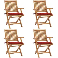 vidaXL Klappbare Gartenstühle mit Kissen 4 Stk. Massivholz Teak