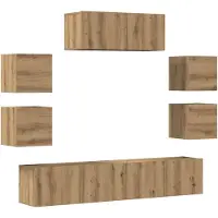 vidaXL 7-tlg. TV-Schrank-Set Wandmontage Artisan-Eiche Holzwerkstoff