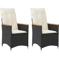 vidaXL Gartensessel mit Kissen 2 Stk. Verstellbar Schwarz Poly Rattan