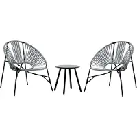 vidaXL Gartenstuhl-Set 3-tlg. Schwarz und Hellgrau Poly Rattan