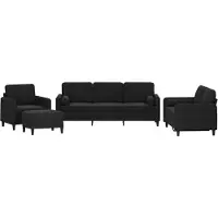 vidaXL 4-tlg. Sofagarnitur mit Kissen Schwarz Samt