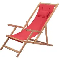 vidaXL Strandstuhl Klappbar Stoff und Massivholz Rot