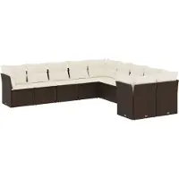 vidaXL 10-tlg. Garten-Sofagarnitur mit Kissen Braun Poly Rattan